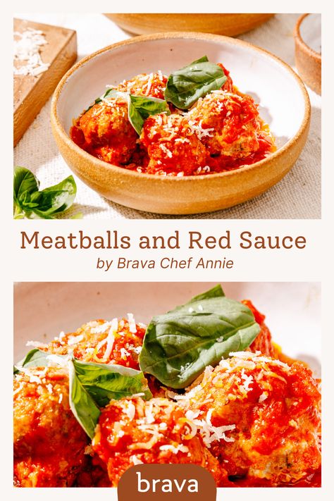 Meatballs And Red Sauce, Holiday Meatballs, Light Cooking, Meat Steak, Countertop Oven, Food At Home, Homemade Marinara, Perfect Dinner, Red Chili Flakes