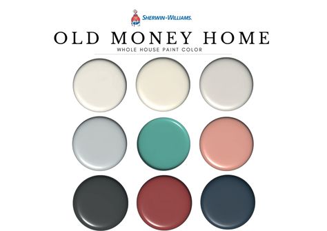 Sherwin Williams Old Money Home, Old Money Decor, vintage eclectic house paint, Home Paint Scheme, Wall Decor, Kitchen Colors Exterior Color Old Money Style House, Old Money Decor, Old Money Home, Kitchen Hardware Trends, Antique Brass Kitchen, Old Money House, Exterior Color Palette, Choosing Paint Colours, Home Paint