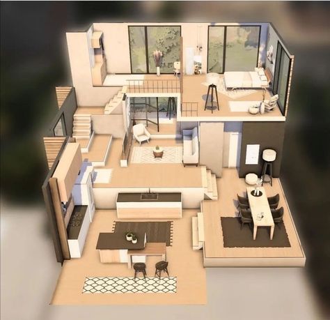 Sims 4 Loft Layout, Sims 4 Library Layout, Sims 4 Houses Ideas Layout Base Game, Sims 4 Balcony Ideas, Sims4 Houses Ideas Floor Plans, Sims 4 Floorplan Layout, Sims 4 Loft House, Sims 4 House Plans Layout, Loft Sims 4