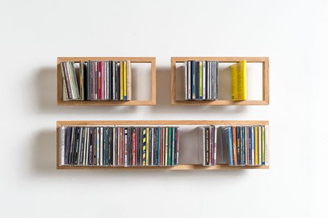 Minimal Shelves, Cd Regal, Cd Shelves, Cd Rack, Cd Design, Cd Storage, Dvd Storage, Shelf Design, Shop Interior Design