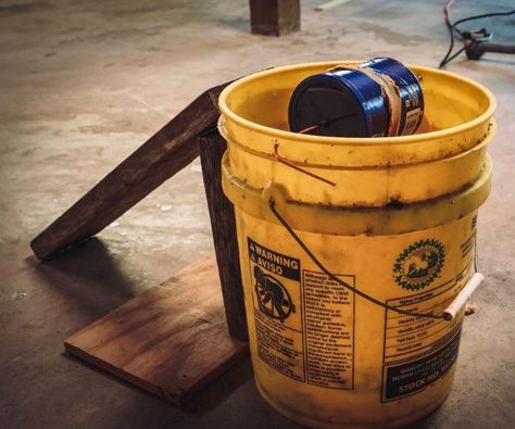 How to Make a Bucket Mousetrap (Step by Step) Bucket Mouse Trap, Mouse Poison, Catch A Mouse, Five Gallon Bucket, Dead Mouse, Old Beer Cans, Mouse Trap, Mouse Traps, Diy Home Cleaning