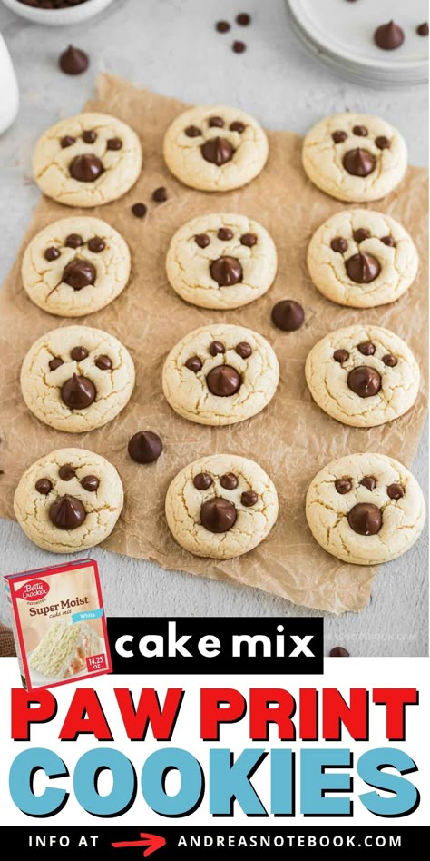 Bear Print Cookies, Bear Claw Cookies Recipe, Bear Paw Cookies Recipes, Dog Paw Print Cookies, Peanut Butter Paw Print Cookies, Bear Themed Desserts, Pawprint Cookies, Easy Birthday Cookies, Bigfoot Cookies