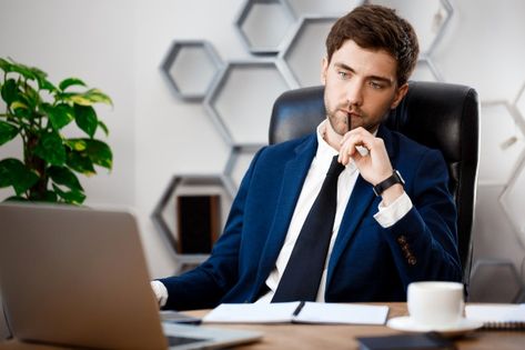 Young successful businessman sitting at ... | Free Photo #Freepik #freephoto #business #coffee #fashion #man Business Man, Laptop