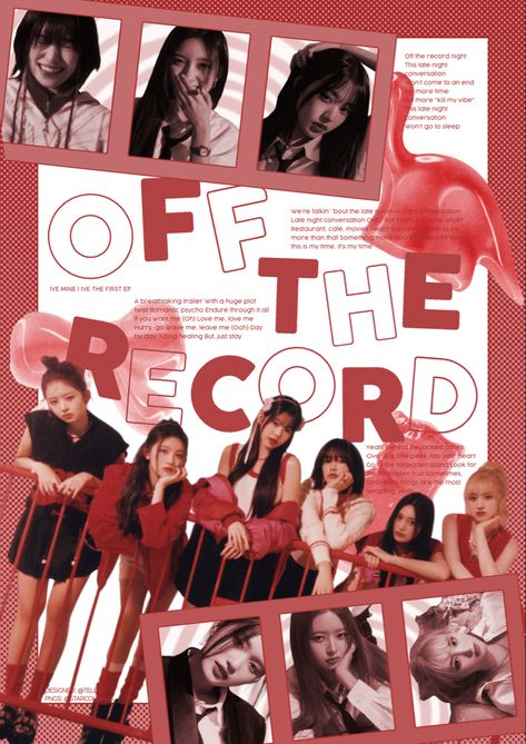 Cute Poster Kpop, Off The Record Ive Aesthetic, Ive Poster Prints, Red Kpop Poster, Graphic Poster Art Kpop, Ive Off The Record, Off The Record Ive, Retro Kpop Posters, Lyric Poster Kpop