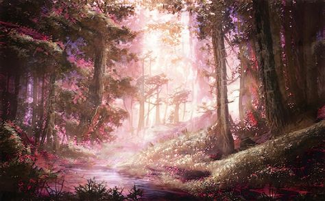 Pink Forest Background, Pink Forest Aesthetic, Butterfly Forest, Branches Of Trees, Pink Landscape, Magic Background, Spring Court, Garden Background, Tree Background