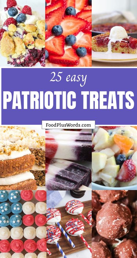 Are you ready to bake up some delicious treats for Memorial Day? Look no further! Get inspired with these 25 easy and tasty patriotic treat ideas. From cupcakes to cakes, there are over 23 recipes for you to enjoy making with your family and friends. Whether you prefer simple, quick, Keto, or gluten-free options, we've got you covered! Celebrate this special day by creating colorful goodies that will make everyone smile. Red White And Blue Cupcakes, White And Blue Cupcakes, Homemade Rice Krispies, Fudgy Vegan Brownies, Memorial Day Desserts, Vegan Key Lime, Homemade Ice Cream Sandwiches, Patriotic Treats, Lemon Blueberry Cheesecake