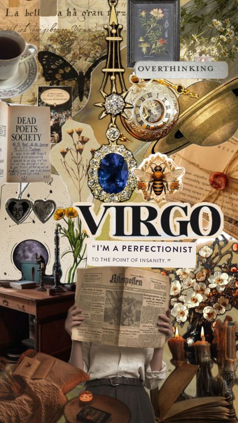 Virgo collage wallpaper for iPhone Virgo Vision Board, Virgo Phone Wallpaper, Virgo Mercury Aesthetic, Virgo Iphone Wallpaper, Virgo Midheaven Aesthetic, Virgo Wallpaper Aesthetic, Virgo Aesthetic Wallpaper, Virgo Collage, Virgo Background