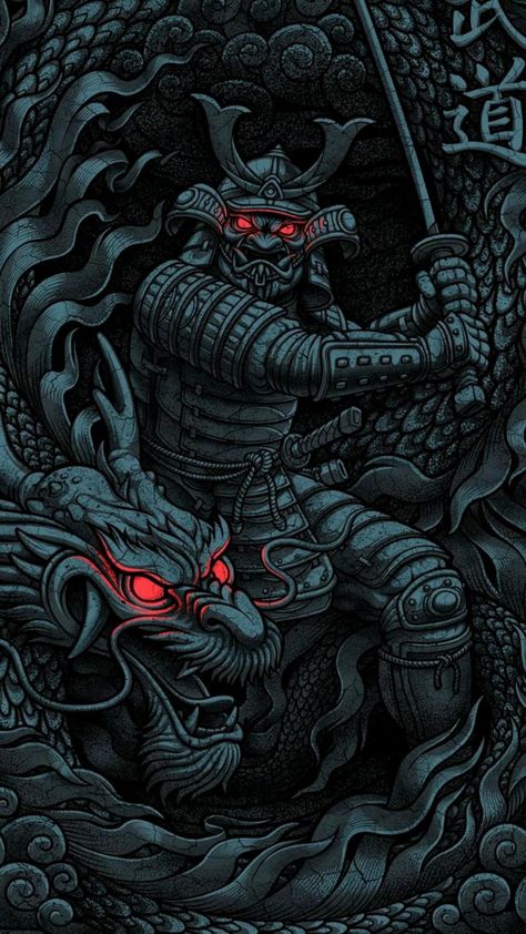 Guerriero Samurai, Dragon Tattoo Art, Samurai Tattoo Design, Viking Metal, Arte Ninja, Samurai Wallpaper, Samurai Artwork, Ninja Art, Japanese Artwork