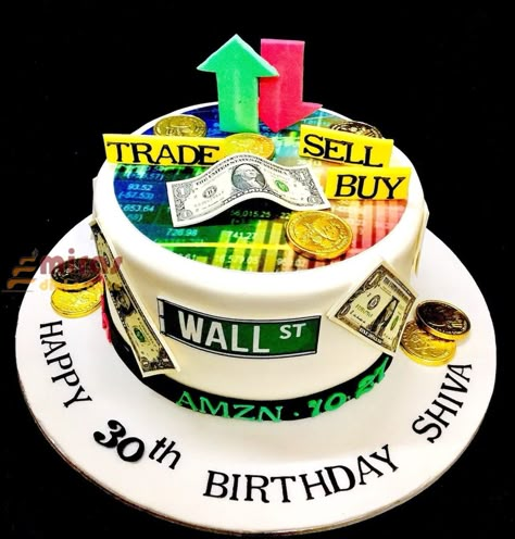 Forex Cake Ideas, Stock Market Cake Ideas, 21st Bday Cake, Bd Cake, 70th Birthday Cake, Cake Stock, Cake Cafe, 26th Birthday, Birthday Cakes For Men