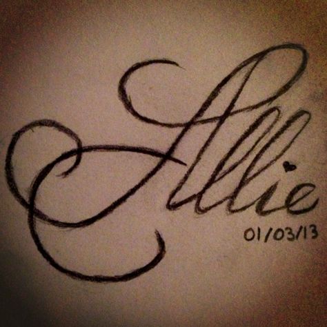 My tattoo design #Allie #daughter Ally Tattoo, Name Drawings, My Tattoo, Name Tattoo, Name Tattoos, Piercing Tattoo, Tattoos And Piercings, Tattoo Design, I Tattoo