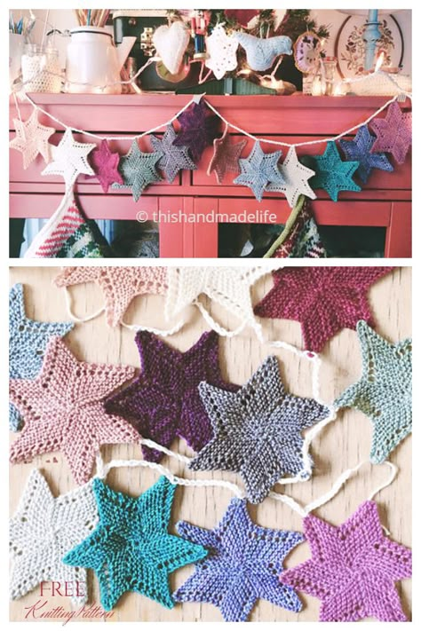 12 Christmas Garland Free Knitting Patterns - Knitting Pattern Knitted Bunting, Free Crochet Amigurumi Patterns, Christmas Knitting Projects, Knit Christmas Ornaments, Knitted Christmas Decorations, Christmas Fair Ideas, Christmas Knitting Patterns Free, Timmy Time, Mini Christmas Stockings