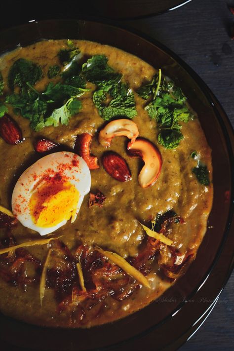 Haleem - mutton and wheat pounded into thick stew Haleem Photography, Thick Stew, Stew, Wheat, Ramen, Yummy Food, Ethnic Recipes, Photography, Quick Saves