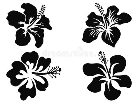 Hibiscus Vector, Hibiscus Image, Hawaiian Flower Tattoos, Hibiscus Tattoo, Flower Silhouette, Graphics Drawing, Silhouette Illustration, Free Stencils, Flower Stencil