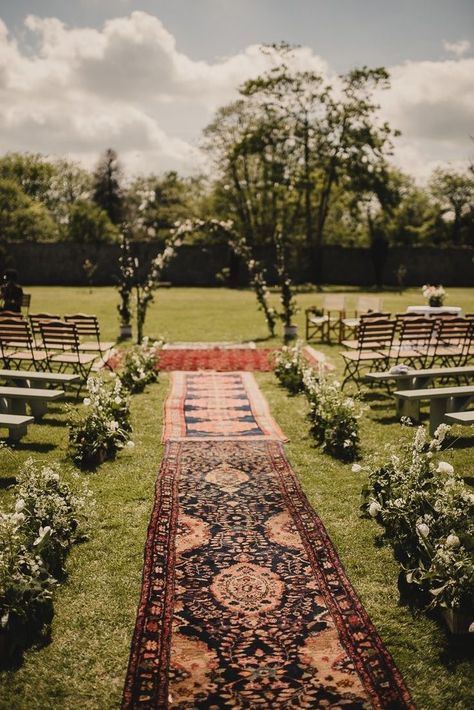 Wedding Aisles, Wedding Ireland, Ceremony Aisle, Backyard Reception, Typical Girl, Wedding Backyard, Bohemian Rugs, Styling Inspiration, Wedding Aisle