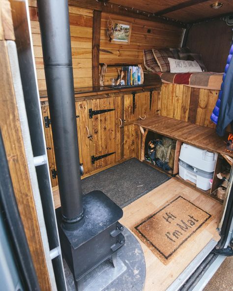 Rustic wooden interior of my Vauxhall Movano camper van Self Build Campervan, Cargo Trailer Camper, Camper Hacks, Kombi Home, Van Conversion Interior, Camper Storage, Campervan Life, Van Life Diy, Campervan Interior