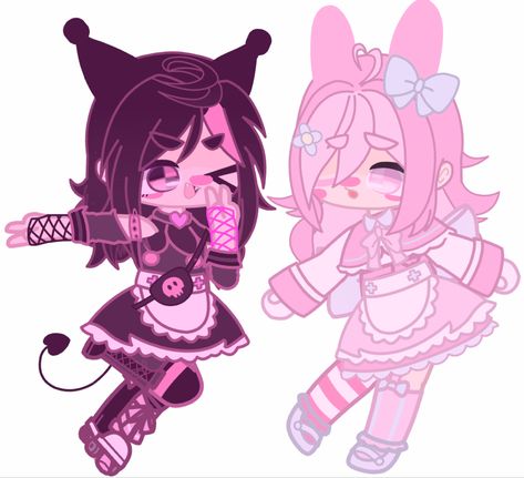 Gacha Kuromi Outfit, My Melody And Kuromi Gacha Club, Sanrio Characters Gacha Club, Kuromi Gacha Club Outfit, Gacha Sanrio Outfits, My Melody Gacha Club, Sanrio Gacha Club, Gacha Kuromi, Sanrio Oc