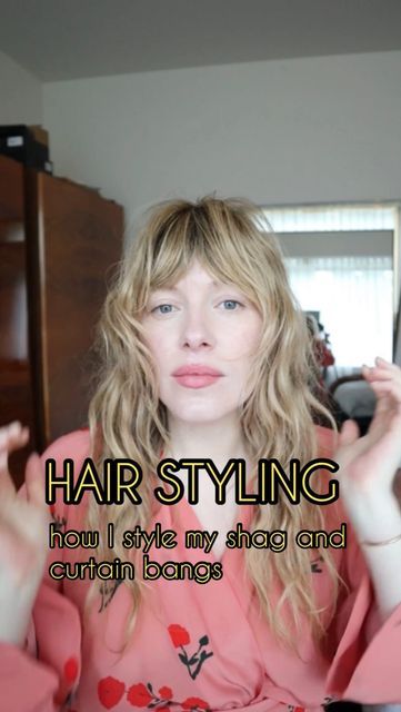 Veronique Leysen Hair, How To Style Shag Bangs, Blow Dry Curtain Bangs, How To Style A Shag Haircut Tutorial, How To Blow Dry Curtain Bangs, Blow Dry Bangs, How To Style Curtain Bangs, Shag Layers, Styling Curtain Bangs