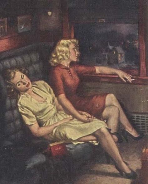 Shin Nana, Arte Pulp, Weavers Art, Vintage Lesbian, Lesbian Art, Lgbt Art, Queer Art, Pulp Art, Romantic Art