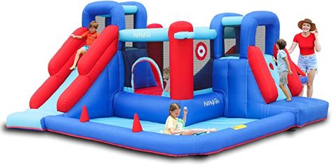 AirMyFun Bounce House,Bouncy Castle with Ball Pit,Inflatable Kids Double Slide with Air Blower, Castle Bouncer for Children Jumping Outdoor and Indoor Party Castle Bounce House, House With Slide, Bounce House With Slide, Jumping Castle, Inflatable Water Park, Backyard Adventure, Bouncy House, Inflatable Bounce House, Inflatable Bouncers