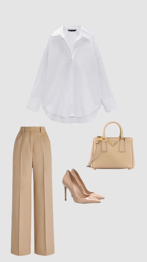 Femme Style Outfits, Summer Office Looks, Beige Fashion, Outfit Combos, Casual Work Dresses, Mode Zara, Trendy Pants, Stylish Work Attire, Everyday Fashion Outfits