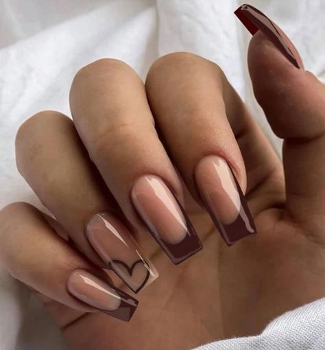 French Tip With Chrome, Nails With Brown, Brown French Tip Nails, Brown French Tip, Brown French, Pretty Nail Art Designs, Tip Nails, Pretty Nail Art, French Tip Nails