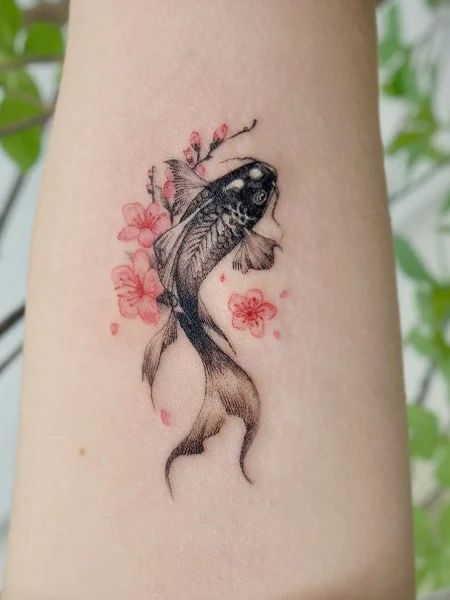 20 Lucky Koi Fish Tattoos Ideas to Try (2022) - The Trend Spotter Koi Tattoo Sleeve, Koi Tattoo Design, Pisces Tattoos, Koi Tattoo, Koi Fish Tattoo, Fish Tattoo, Tatuaje A Color, Blossom Tattoo, Cherry Blossom Tattoo