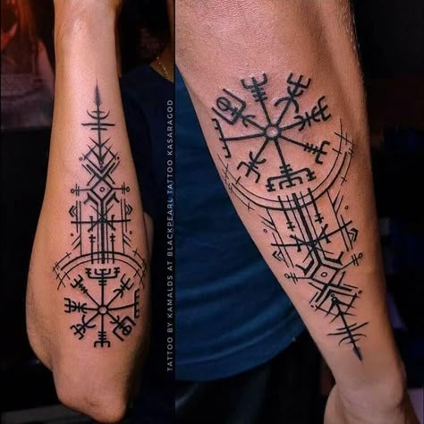 Small Viking Tattoos For Men, Cool Forearm Tattoos Men, Schematic Tattoo, Norse Viking Tattoo, Men Arm Tattoos, Viking Compass Tattoo, Viking Tattoos For Men, Celtic Tattoos For Men, Meaningful Tattoos For Men