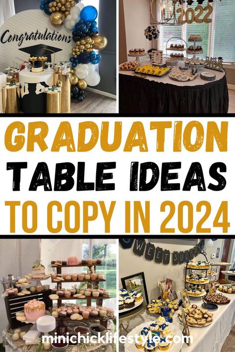 graduation table Graduation Food Table, Graduation Party Food Table, Graduation Table Ideas, Graduation Gift Table, Graduation Party Decor Ideas, Graduation Party Table Centerpieces, Candy Table Ideas, Graduation Candy Table, Boys Graduation Party