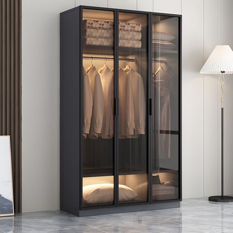 Wardrobe For Small Bedroom, Mustache Wallpaper, Small Bedroom Wardrobe, Glass Wardrobe, Light Wardrobe, Diwali Photos, Family Bedroom, Cloth Storage, Wooden Wardrobe