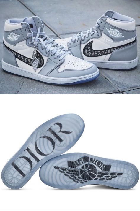 Air Jordan Dior, Air Jordan 1 Dior, Jordan Dior, Jordan 1 Dior, Air Dior, Sports Shoes For Men, Dior Sneakers, White Nike Shoes, Black Shoes Men