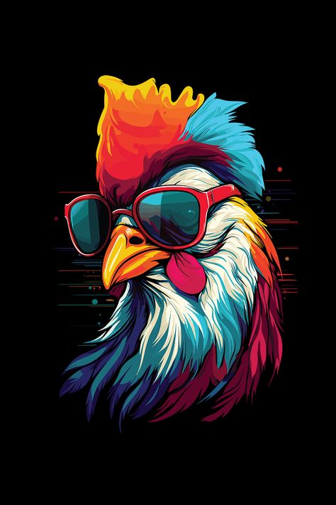 A nice idea for anyone who loves roosters, chickens or cockerels. Vector drawn cartoon rooster illustration. Rooster Illustration, Chicken Tattoo, Cartoon Rooster, Chicken Wallpaper, Chicken Vector, Rooster Logo, Chicken Drawing, Chicken Logo, Sunflower Artwork