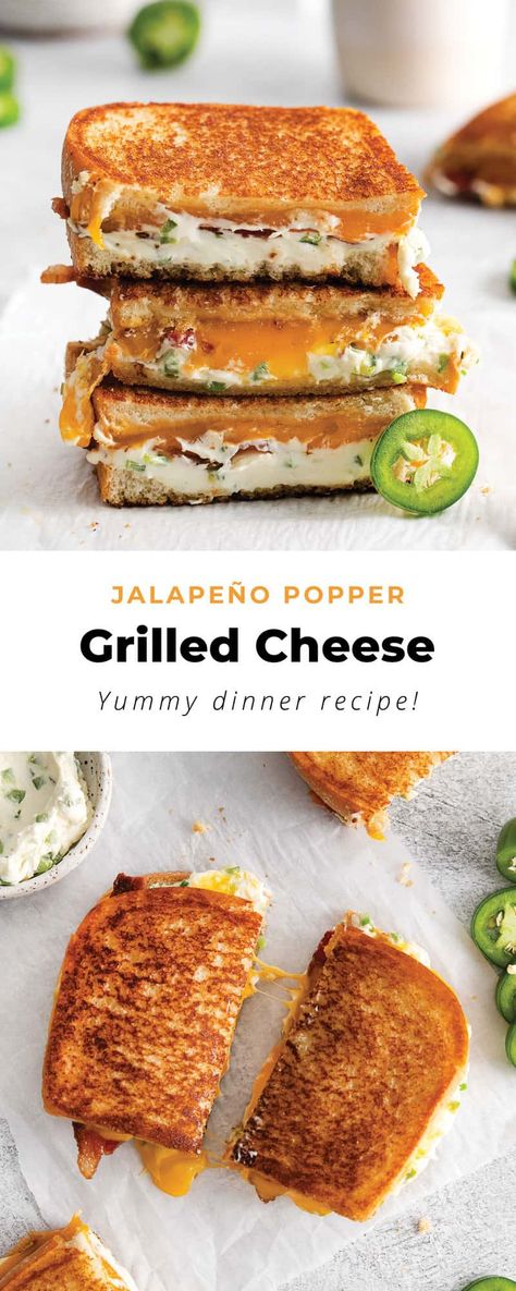 Jalapeño Popper Grilled Cheese With Bacon, Grilled Cheese Cream Cheese, Jalapeño Popper Grilled Cheese Sandwich, Jalapeño Grilled Cheese, Cream Cheese Sandwich Recipes, Cream Cheese Grilled Cheese, Tuesday Meals, Lasagna Grilled Cheese, Ab Recipes