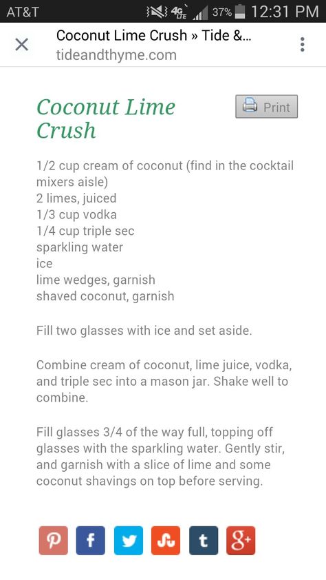 Coconut Lime Crush, Coconut Crush Drink, Key Lime Crush, Drinks Virgin, Crush Drink, Cocktail Cup, Triple Sec, Lime Wedge, Coconut Lime