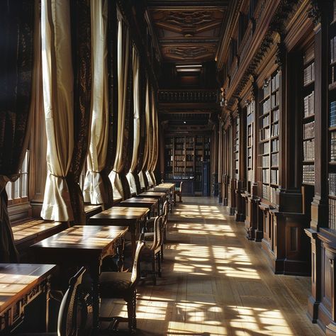 "Historic Library Interior: An #elgant #historic #library basks in the warm #sunlight filtering through tall draped #windows. #elegance #curtains #aiart #aiphoto #stockcake ⬇️ Download and 📝 Prompt 👉 https://stockcake.com/i/historic-library-interior_413779_345126" Old Library Interior, Historic Library, Traditional Library, Grand Library, Classic Library, Studying Library, Tall Windows, Elementary School Library, Old Library