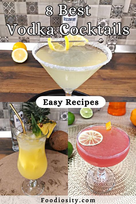 Best Vodka Cocktails, Recipes For Beginners Easy, Vodka Sour, Vodka Cocktails Easy, Best Vodka, Vodka Tonic, Most Popular Cocktails, Cranberry Vodka, Easy Cocktail Recipes