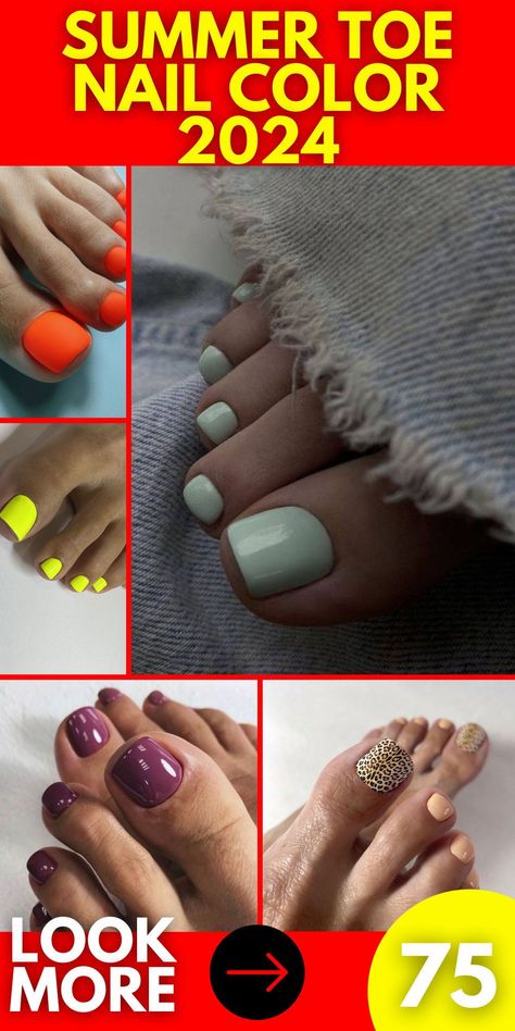 Want to make a bold statement? Try neon-inspired pedicure designs that are sure to turn heads. Whether you opt for bright neon colors or intricate patterns, these playful designs are guaranteed to add a pop of color to your summer look. Embrace the fun and playful side of Summer toe nail color 2024. Trending Pedicure, Pedicure Colors, 2024 Nails, Summer Toes, Toe Nail Color, Summer Toe Nails, Pedicure Designs, Short Square Nails, Neon Nails