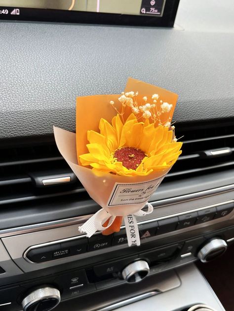 Car Air Vent Fragrance Diffuser - Large Sunflower DesignI discovered amazing products on SHEIN.com, come check them out! Air Freshener Aesthetic, Natural Flower Bouquet, Air Car, Organic Aesthetic, Sunflower Bouquets, Glass Spray Bottle, Car Air Fresheners, Car Freshener, Fragrance Diffuser