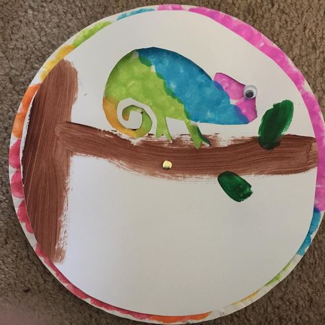 Our Eric Carle's Mixed-Up Chameleon inspired craft today!🦎#preschoolcrafts #preschoolfun #ericcarlebooks #ericcarleinspired Mixed Up Chameleon, Eric Carle Activities, Today Is Monday, Reggio Classroom, Author Study, Author Studies, Eric Carle, Jungle Theme, Preschool Fun