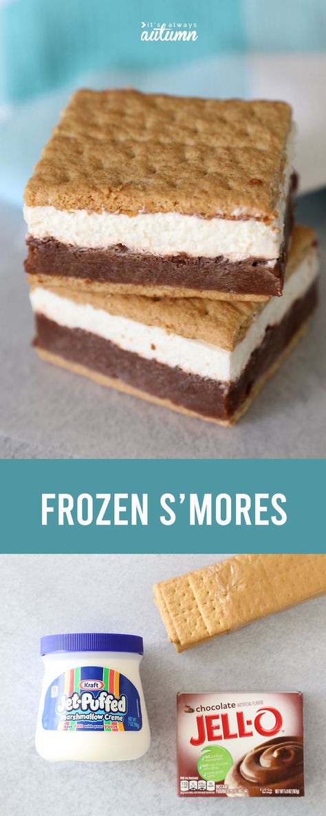 Easy Frozen Treats, Desserts That Can Be Frozen, Lake Dessert Ideas, Frozen Deserts Ideas, Frozen S’mores, Desserts You Can Freeze For Later, Freezer Friendly Desserts, Frozen Desserts Make Ahead, Frozen Smores Bars