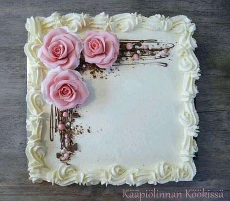 Square Floral Cake, Cake Squares Decoration, Elegant Sheet Cake, Birthday Cakes Square, Simple Square Cake, Square Cake Design Birthdays, Elegant Sheet Cake Designs, Square Cake Designs, Indian Outfit Ideas