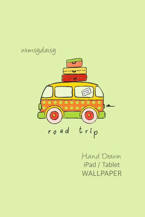 Yellow tablet wallpaper with hand drawn orange plaid bus Yellow Ipad Wallpaper, Transportation Wallpaper, Cute Vehicles, Ipad Wallpaper Cute, Drawn Wallpapers, Retro Road Trip, Yellow Ipad, Bus Drawing, Bus Cartoon