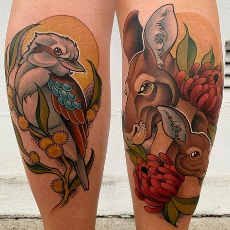 Traditional Kookaburra Tattoo, Kookaburra Tattoo Design, Kookaburra Tattoo, Kangaroo Tattoo, Scar Cover Up, Octopus Tattoo Design, Octopus Tattoo, Traditional Tattoo Design, B Tattoo