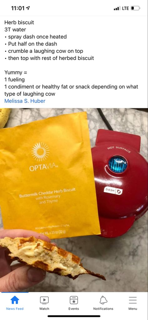 Optavia Laughing Cow Cheese, Optavia Biscuit Fueling Hacks, Optavia Cheddar Herb Biscuit Hack, Optavia Bread, Octavia Fueling Hacks, Herb Biscuits Recipe, Optavia Fueling Hacks, Optivia Recipes, Optavia Hacks