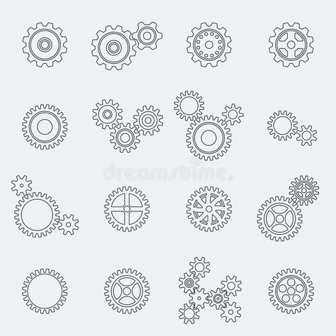 Gear Template, Gear Drawing, Gear Tattoo, Cog Wheel, Clock Drawings, Wheel Tattoo, Tattoo Wedding Rings, Steampunk Rings, Gear Art