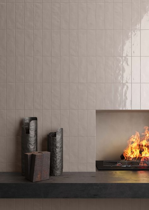 Subway Tile Fireplace, Tiled Fireplace Wall, Kitchen Wall Tiles Design, Design Camino, Tile Layout, Metro Tiles, Modern Tiles, Subway Tiles, Tile Inspiration