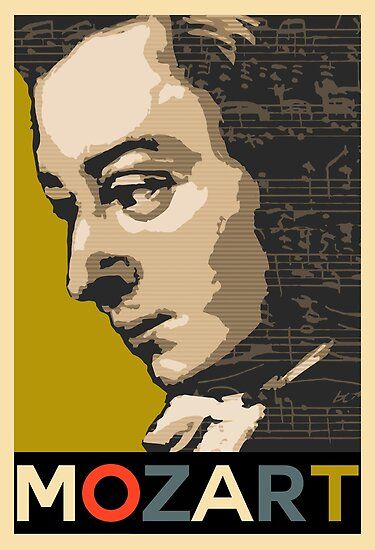 A design for posters, t-shirts and more featuring the Austrian genius, Wolfgang Amadeus Mozart – master of every musical form of the Classical period. This design is based on the unfinished oil painting of Mozart by his brother-in-law, Joseph Lang. • Millions of unique designs by independent artists. Find your thing. Mozart Poster, Classical Music Composers, Famous Composers, Musician Art, Wolfgang Amadeus Mozart, Classical Period, Amadeus Mozart, Music Stickers, Theatre Poster