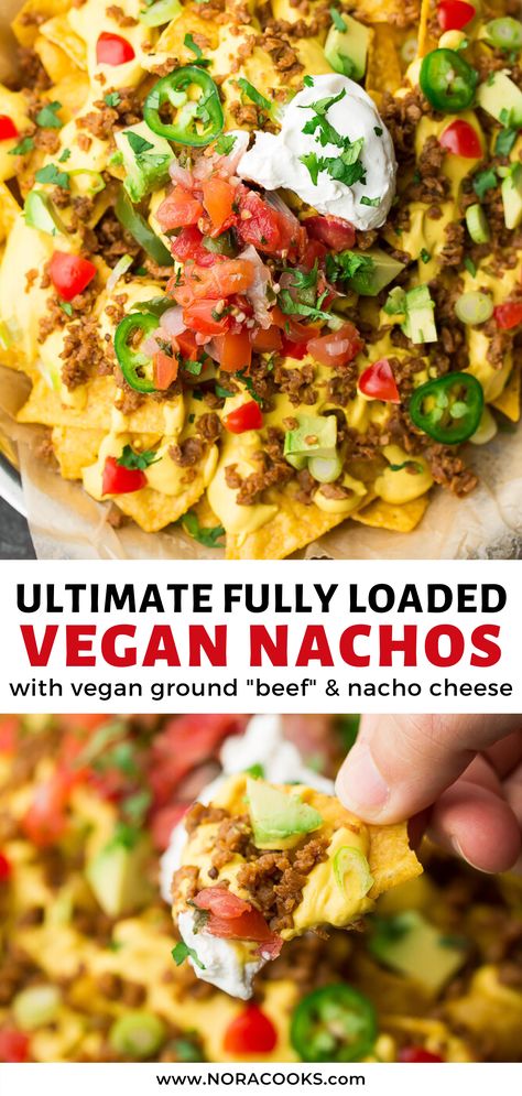 Nachos Chicken, Nora Cooks, Vegetarian Nachos, Vegan Ground Beef, Nachos Recipe Easy, Vegan Nachos, Loaded Nachos, Jokes Hilarious, Chicken Nachos