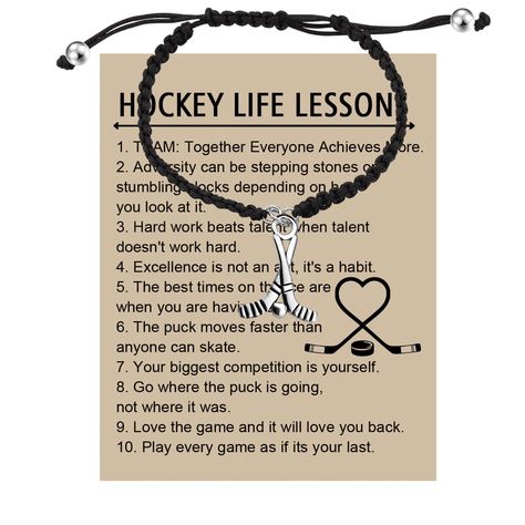 PRICES MAY VARY. ❤This is an amazing Bracelet for any Hockey Star or a great way to show your support for your favorite Hockey Player. ❤Material: High Quality Stainless Steel，it is lead free and nickel free,hypoallergenic, it doesn’t rust, change color or tarnish. ❤Measurement: braided rope length:240mm(9.44"). TIPS:manual measuring permissible error. Adjustable slider bracelet to fit most women's wrists. ❤Looking for an inexpensive ice hockey gift ? Got a birthday, holiday, or other special occ Hockey Bracelet, Hockey Jewelry, Hockey Team Gifts, Hockey Mom Gifts, Hockey Player Gifts, Hockey Hats, Hockey Gifts, Slider Bracelet, Hockey Life