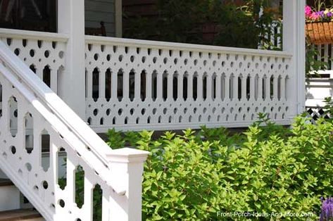 Unusual design on this railing! Sawn Balusters, Porch Balusters, Porch Handrails, Wood Deck Railing, Porch Railing Designs, Front Porch Railings, Fencing Options, Deck Railing Ideas, Railing Designs