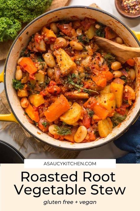 Root Vegetable Stew, Root Vegetables Recipes, Vegetable Stew Recipe, Roasted Root Vegetables, Root Vegetable, Burger Bar, Vegetable Stew, Healthy Soup Recipes, Root Vegetables